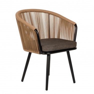 Πολυθρόνα Κήπου ArteLibre LOFOI Μαύρο/Καφέ Αλουμίνιο/Rattan 60x62x81cm