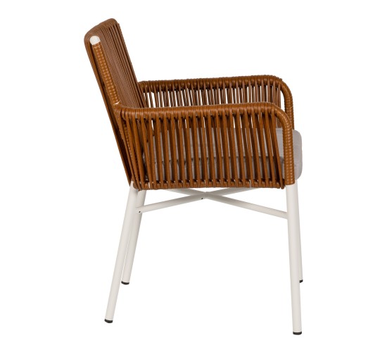 Πολυθρόνα Κήπου ArteLibre BLUENILE Λευκό/Καφέ Αλουμίνιο/Rattan 49x42x81cm
