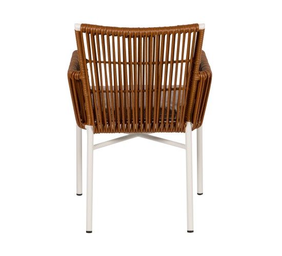 Πολυθρόνα Κήπου ArteLibre BLUENILE Λευκό/Καφέ Αλουμίνιο/Rattan 49x42x81cm