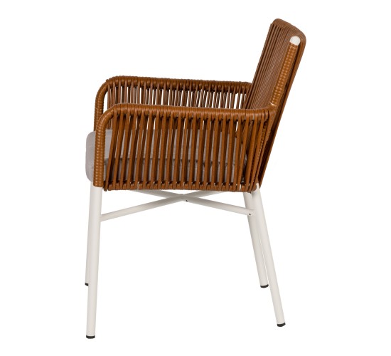 Πολυθρόνα Κήπου ArteLibre BLUENILE Λευκό/Καφέ Αλουμίνιο/Rattan 49x42x81cm