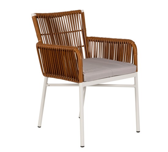 Πολυθρόνα Κήπου ArteLibre BLUENILE Λευκό/Καφέ Αλουμίνιο/Rattan 49x42x81cm