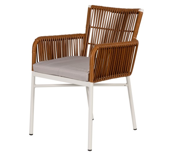 Πολυθρόνα Κήπου ArteLibre BLUENILE Λευκό/Καφέ Αλουμίνιο/Rattan 49x42x81cm
