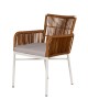 Πολυθρόνα Κήπου ArteLibre BLUENILE Λευκό/Καφέ Αλουμίνιο/Rattan 49x42x81cm