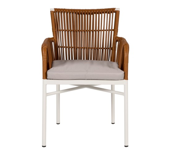 Πολυθρόνα Κήπου ArteLibre BLUENILE Λευκό/Καφέ Αλουμίνιο/Rattan 49x42x81cm