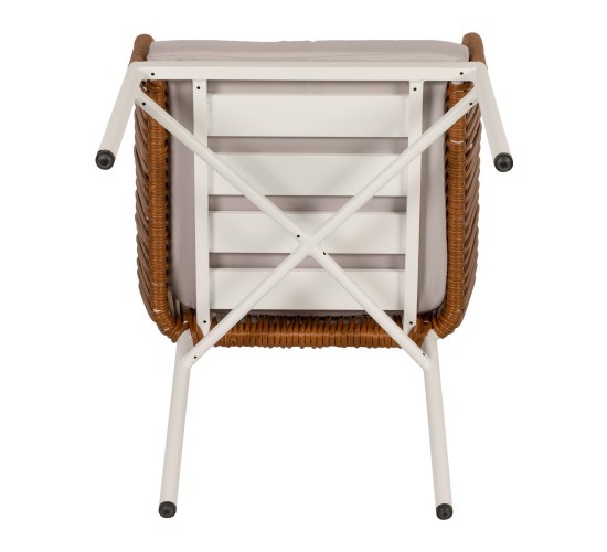 Πολυθρόνα Κήπου ArteLibre BLUENILE Λευκό/Καφέ Αλουμίνιο/Rattan 49x42x81cm