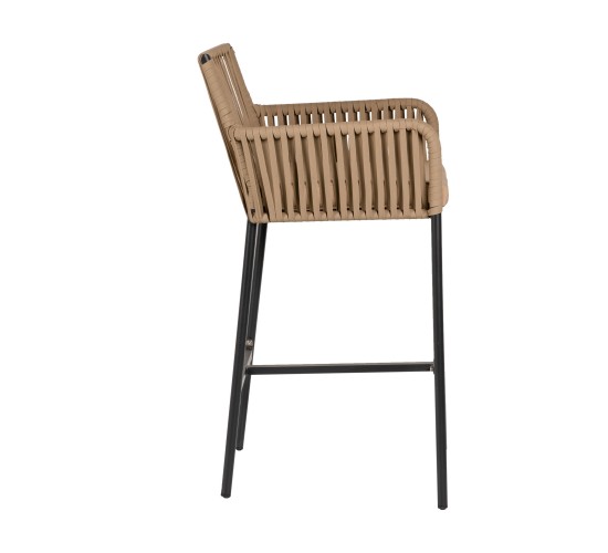 Σκαμπό ArteLibre KINTAMPO Μπεζ/Μαύρο Αλουμίνιο/Rattan 55x58x108cm