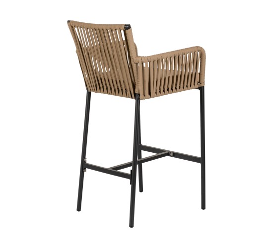 Σκαμπό ArteLibre KINTAMPO Μπεζ/Μαύρο Αλουμίνιο/Rattan 55x58x108cm