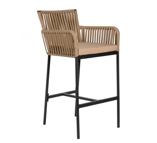 Σκαμπό ArteLibre KINTAMPO Μπεζ/Μαύρο Αλουμίνιο/Rattan 55x58x108cm
