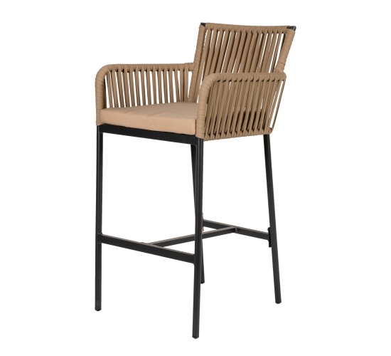 Σκαμπό ArteLibre KINTAMPO Μπεζ/Μαύρο Αλουμίνιο/Rattan 55x58x108cm