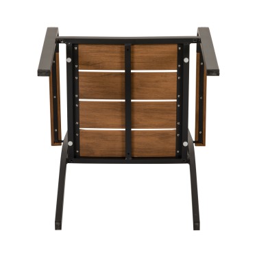 Πολυθρόνα Κήπου ArteLibre GOUINA Μαύρο/Καρυδί Αλουμίνιο/Ξύλο 55x55x86cm