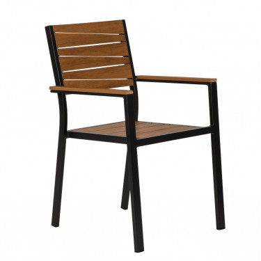 Πολυθρόνα Κήπου ArteLibre OUZOUD Γκρι/Καρυδί Αλουμίνιο/Ξύλο 57x57x84cm