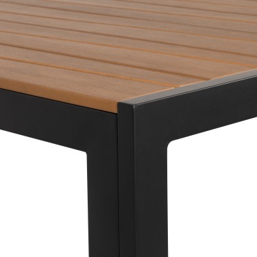 Τραπέζι Κήπου ArteLibre OUZOUD Μαύρο/Καρυδί Αλουμίνιο/Ξύλο 150x90x74cm