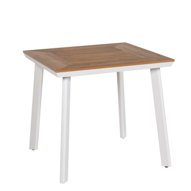 Τραπέζι Κήπου ArteLibre EPUPA Λευκό/Καρυδί Αλουμίνιο/Ξύλο 80x80x73cm