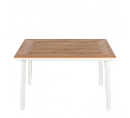 Τραπέζι Κήπου ArteLibre EPUPA Λευκό/Καρυδί Αλουμίνιο/Ξύλο 120x80x73cm