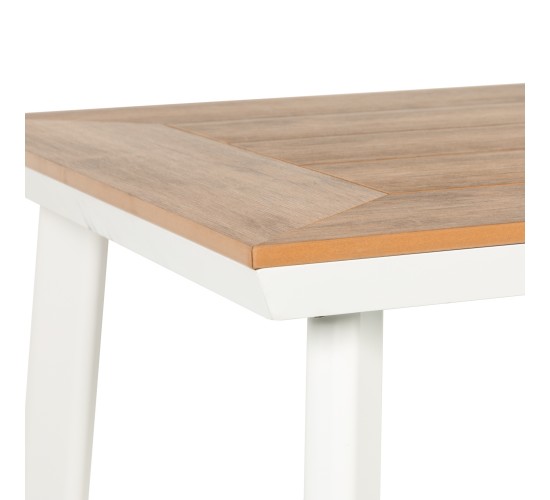 Τραπέζι Κήπου ArteLibre EPUPA Λευκό/Καρυδί Αλουμίνιο/Ξύλο 120x80x73cm