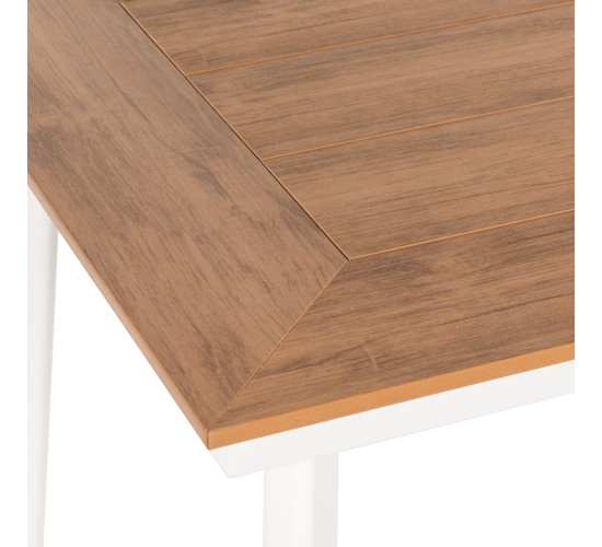 Τραπέζι Κήπου ArteLibre EPUPA Λευκό/Καρυδί Αλουμίνιο/Ξύλο 120x80x73cm