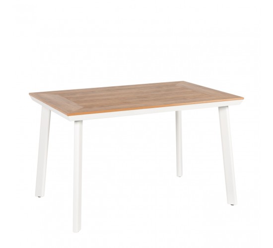 Τραπέζι Κήπου ArteLibre EPUPA Λευκό/Καρυδί Αλουμίνιο/Ξύλο 120x80x73cm