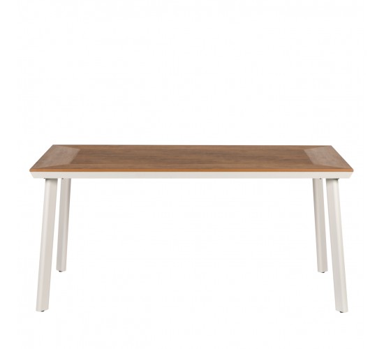 Τραπέζι Κήπου ArteLibre EPUPA Λευκό/Καρυδί Αλουμίνιο/Ξύλο 160x90x73cm