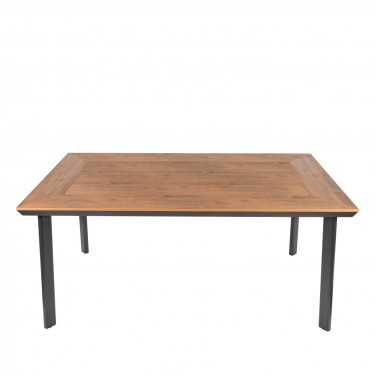 Τραπέζι Κήπου ArteLibre EPUPA Μαύρο/Καρυδί Αλουμίνιο/Ξύλο 160x90x73cm