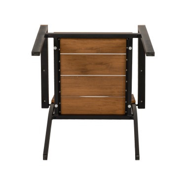 Πολυθρόνα Κήπου ArteLibre GURARA Μαύρο/Καρυδί Αλουμίνιο/Ξύλο 60x55x86cm