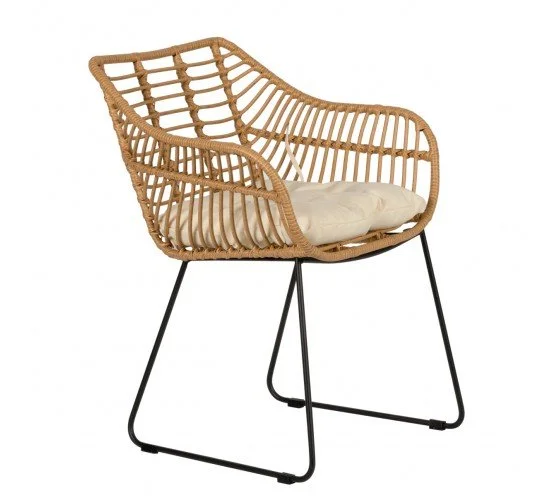 Πολυθρόνα Κήπου KALAMBO Φυσικό/Μαύρο Αλουμίνιο/Rattan 56x57x81cm Πολυθρόνα Κήπου KALAMBO Φυσικό/Μαύρο Αλουμίνιο/Rattan 56x57x81cm