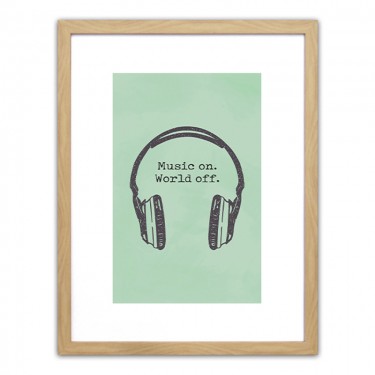 Πίνακας Σε Κορνίζα ArteLibre Πλαστικό -Music On. World Off.- 35x45x1.8cm