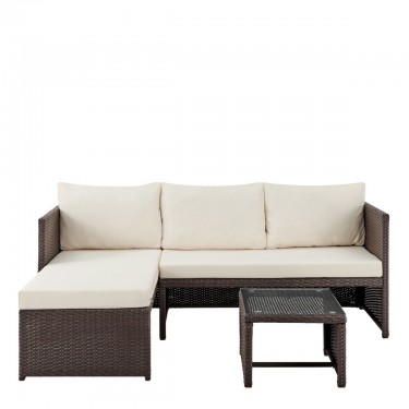 Σετ Σαλόνι Κήπου ArteLibre JAMAICA Καφέ Μέταλλο/Rattan Γων. Καναπές Τραπεζάκι