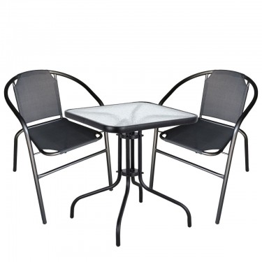Σετ Τραπεζαρία Κήπου ArteLibre MARS Μέταλλο Μαύρο Με 2 Πολυθρόνες 14990076