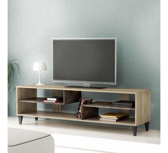 Έπιπλο τηλεόρασης μελαμίνης Anders Megapap χρώμα γκρι oak - dark atelier 150x40x46εκ.