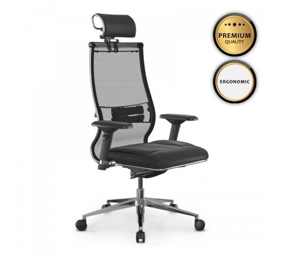 Καρέκλα γραφείου Samurai L2-6D Megapap εργονομική με ύφασμα TS Mesh και τεχνόδερμα χρώμα μαύρο 69x70x125/137εκ.