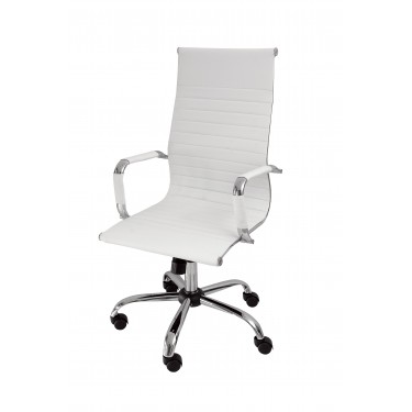 Velco Pro Systems ΚΑΡΕΚΛΑ ΓΡΑΦΕΙΟΥ ΛΕΥΚΗ ΔΙΕΥΘΥΝΤΟΥ -ΔΙΑΣΤΑΣΕΙΣ: 55x53x105/115cm- ΕΠΙΦΑΝΕΙΑ PU
