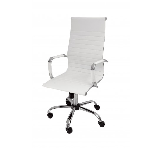 Velco Pro Systems ΚΑΡΕΚΛΑ ΓΡΑΦΕΙΟΥ ΛΕΥΚΗ ΔΙΕΥΘΥΝΤΟΥ -ΔΙΑΣΤΑΣΕΙΣ: 55x53x105/115cm- ΕΠΙΦΑΝΕΙΑ PU