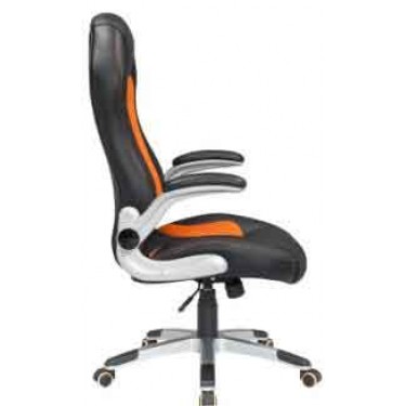 Velco Pro Systems ΚΑΡΕΚΛΑ ΓΡΑΦΕΙΟΥ GAMING ΜΑΥΡΗ-ΠΟΡΤΟΚΑΛΙ- ΔΙΑΣΤΑΣΕΙΣ: 67x68x110/118cm- ΕΠΙΦΑΝΕΙΑ PU PVC