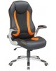Velco Pro Systems ΚΑΡΕΚΛΑ ΓΡΑΦΕΙΟΥ GAMING ΜΑΥΡΗ-ΠΟΡΤΟΚΑΛΙ- ΔΙΑΣΤΑΣΕΙΣ: 67x68x110/118cm- ΕΠΙΦΑΝΕΙΑ PU PVC