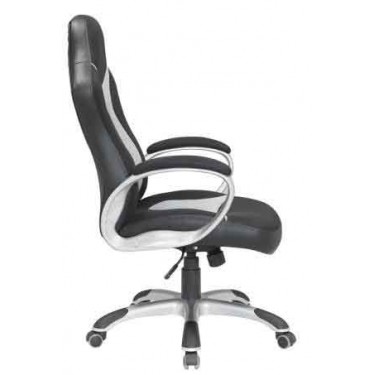 Velco Pro Systems ΚΑΡΕΚΛΑ ΓΡΑΦΕΙΟΥ  GAMING ΜΑΥΡΗ-ΓΚΡΙ- ΔΙΑΣΤΑΣΕΙΣ: 64x62x110/118cm -ΕΠΙΦΑΝΕΙΑ PU PVC