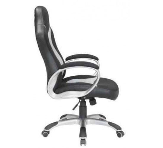 Velco Pro Systems ΚΑΡΕΚΛΑ ΓΡΑΦΕΙΟΥ  GAMING ΜΑΥΡΗ-ΓΚΡΙ- ΔΙΑΣΤΑΣΕΙΣ: 64x62x110/118cm -ΕΠΙΦΑΝΕΙΑ PU PVC
