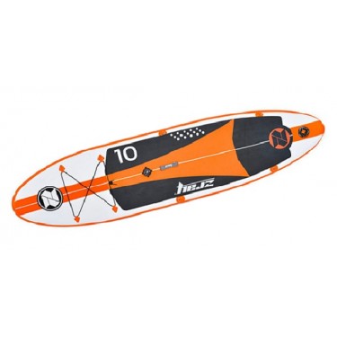 zray ΣΑΝΙΔΑ SUP W1 SURF ΛΕΥΚΗ - ΠΟΡΤΟΚΑΛΙ 305x76x15cm ΜΕ ΔΥΟ ΠΤΕΡΥΓΙΑ