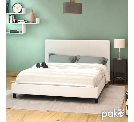 Κρεβάτι Nevil 150x200 PU χρώμα λευκό ματ Υλικό: PU - PLYWOOD - HARDWOOD 006-000001 Κρεβάτι Nevil 150x200 PU χρώμα λευκό ματ Υλικό: PU - PLYWOOD - HARDWOOD 006-000001