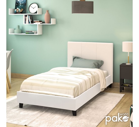 Κρεβάτι Nevil μονό 100x200 PU χρώμα λευκό ματ Υλικό: PU - PLYWOOD - HARDWOOD 006-000012 Κρεβάτι Nevil μονό 100x200 PU χρώμα λευκό ματ Υλικό: PU - PLYWOOD - HARDWOOD 006-000012