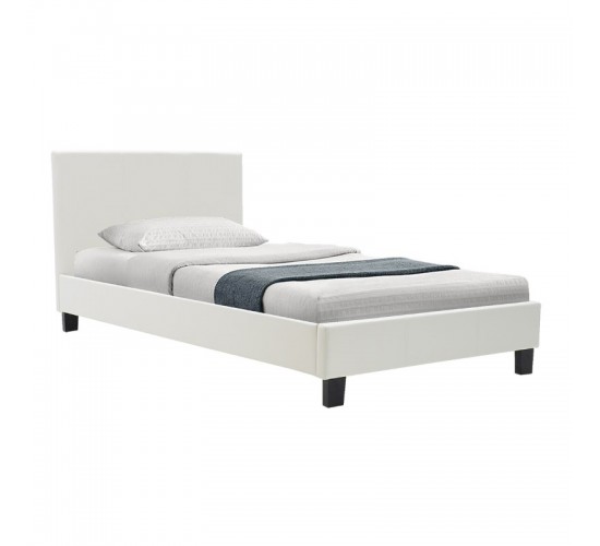 Κρεβάτι Nevil 100x200 PU χρώμα λευκό ματ Υλικό: PU - PLYWOOD - HARDWOOD 006-000012