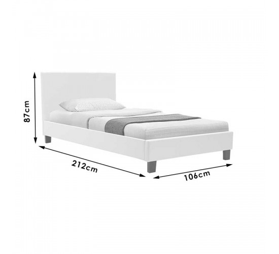 Κρεβάτι Nevil μονό 100x200 PU χρώμα λευκό ματ Υλικό: PU - PLYWOOD - HARDWOOD 006-000012 Κρεβάτι Nevil μονό 100x200 PU χρώμα λευκό ματ Υλικό: PU - PLYWOOD - HARDWOOD 006-000012