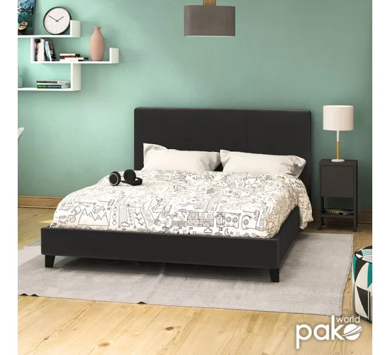 Κρεβάτι Nevil 150x200 PU χρώμα μαύρο ματ Υλικό: PU - PLYWOOD - HARDWOOD 006-000015 Κρεβάτι Nevil 150x200 PU χρώμα μαύρο ματ Υλικό: PU - PLYWOOD - HARDWOOD 006-000015