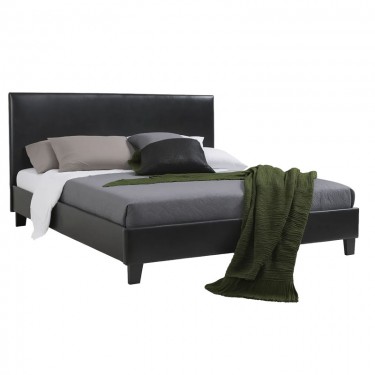 Κρεβάτι Nevil 150x200 PU χρώμα μαύρο ματ Υλικό: PU - PLYWOOD - HARDWOOD 006-000015