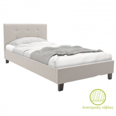 Κρεβάτι Mago ύφασμα εκρού 100x200εκ Υλικό: FABRIC 100%  POLYESTER - PLYWOOD - HARDWOOD 006-000035