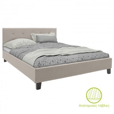 Κρεβάτι Mago ύφασμα εκρού 150x200εκ Υλικό: FABRIC 100%  POLYESTER - PLYWOOD - HARDWOOD 006-000037