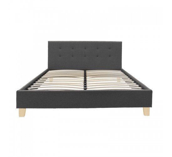 Κρεβάτι Mago ύφασμα σε ανθρακί απόχρωση με φυσικό ξύλινο πόδι 140x200εκ Υλικό: FABRIC POLYESTER - PLYWOOD - NATUAL WOOD LEG 006-000054