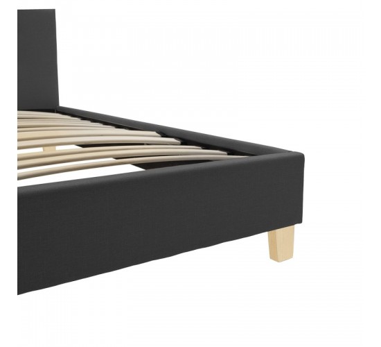 Κρεβάτι Mago ύφασμα σε ανθρακί απόχρωση με φυσικό ξύλινο πόδι 140x200εκ Υλικό: FABRIC POLYESTER - PLYWOOD - NATUAL WOOD LEG 006-000054