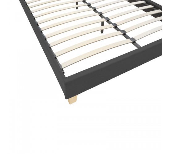 Κρεβάτι Mago ύφασμα σε ανθρακί απόχρωση με φυσικό ξύλινο πόδι 140x200εκ Υλικό: FABRIC POLYESTER - PLYWOOD - NATUAL WOOD LEG 006-000054