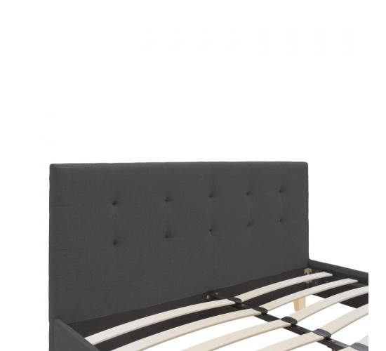 Κρεβάτι Mago ύφασμα σε ανθρακί απόχρωση με φυσικό ξύλινο πόδι 140x200εκ Υλικό: FABRIC POLYESTER - PLYWOOD - NATUAL WOOD LEG 006-000054