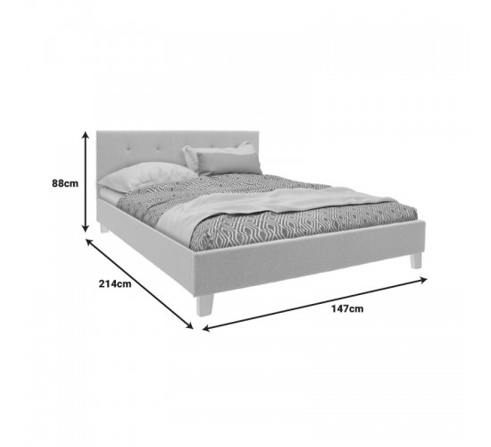 Κρεβάτι Mago ύφασμα σε ανθρακί απόχρωση με φυσικό ξύλινο πόδι 140x200εκ Υλικό: FABRIC POLYESTER - PLYWOOD - NATUAL WOOD LEG 006-000054